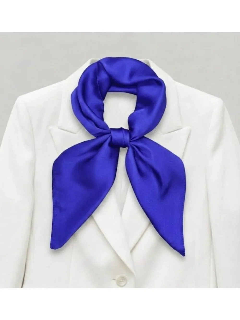 ✨Accessory Luxury Square Silky Royal Blue Scarf Solid Neck Wrap Elegant Shawl